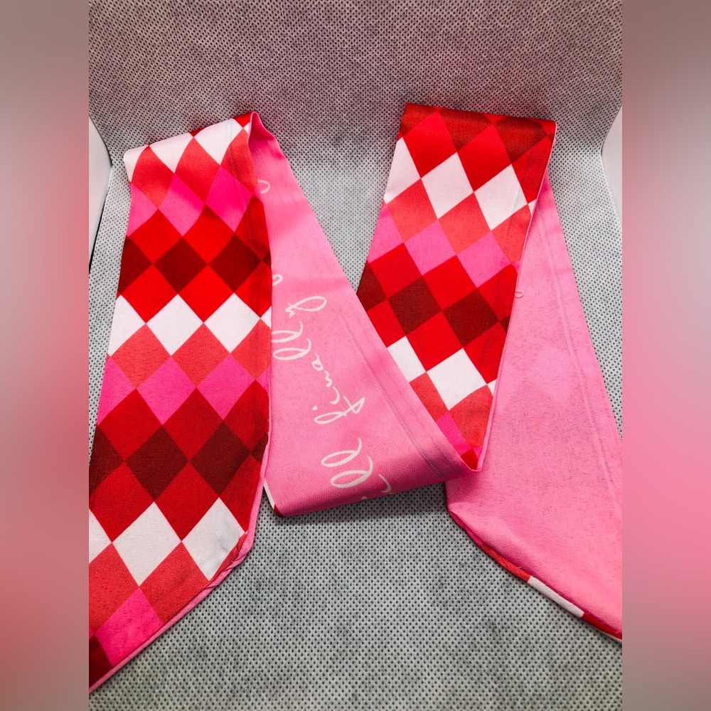 Pink Floral Women's Scarf Ribbon - Vibrant Pink Floral Print